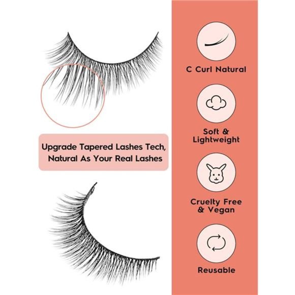 Wispy Lashes Natural Cat Volume 7mm Short Eyelashes 3D Curly 10 Pair - Picture 5 of 6